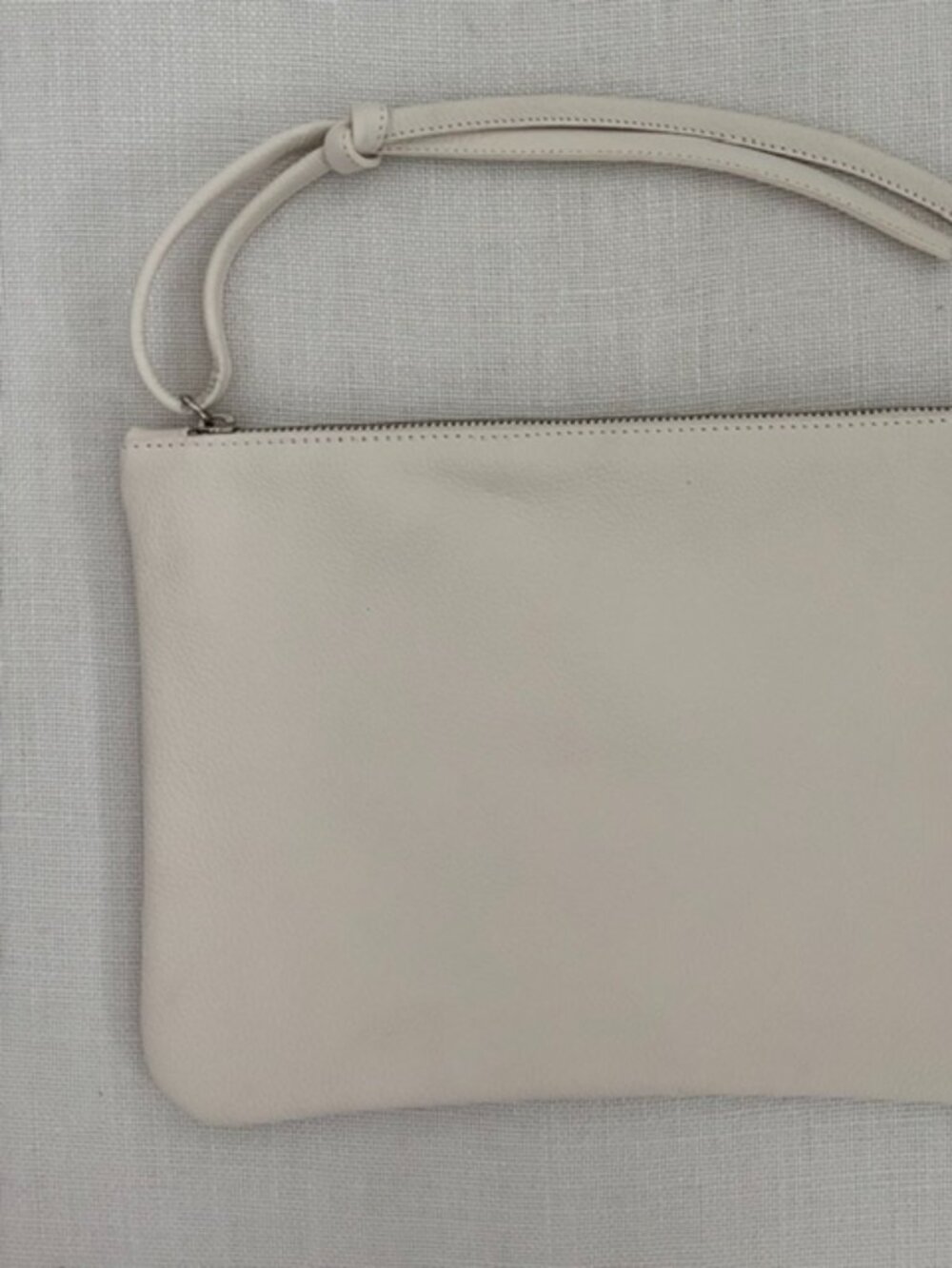 NWOT - Handmade Genuine Pebbled Leather Ivory Clutch/Wristlet